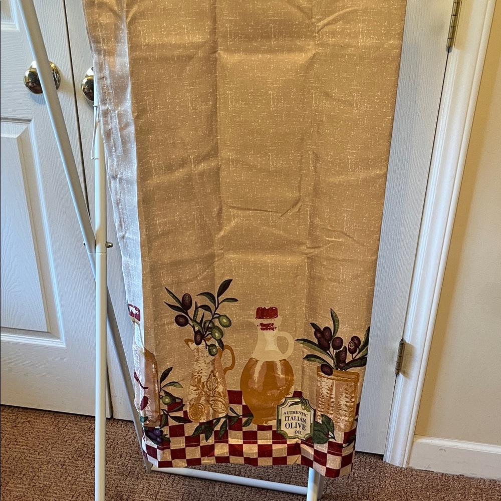 Kitchen Olive Oil Print Curtain Panel in Beige